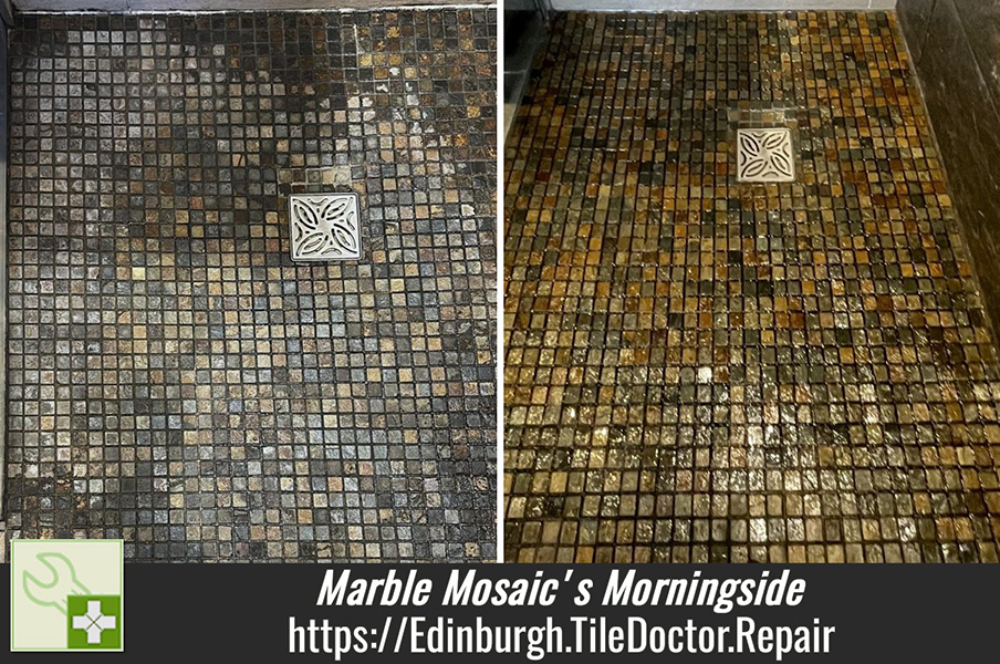 Mosaic Marble Shower Tile Renovation Morningside Edinburgh